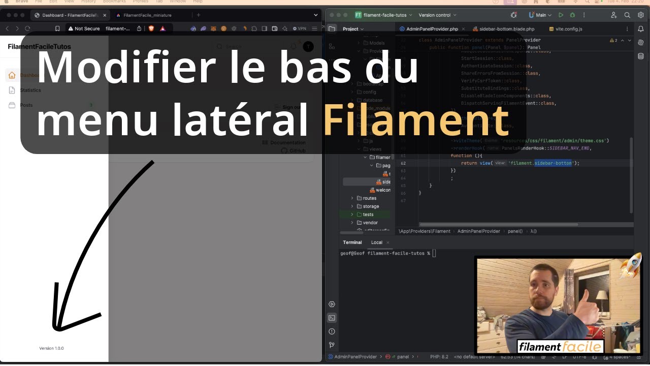 Ajouter du texte en bas du menu latéral